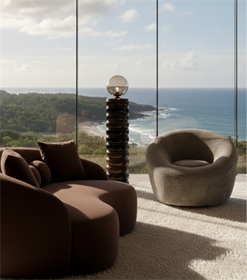 Gustav Swivel Leg Armchair Greige Brown
