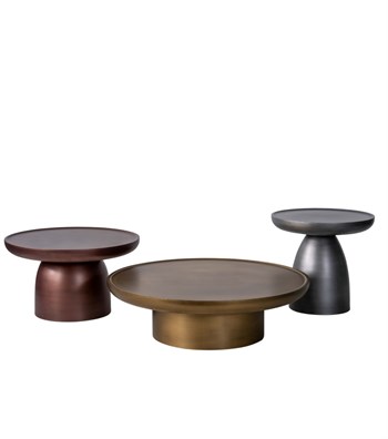 Hills Round Wooden Coffee Table Set Of 3 Mushroom Multi Color