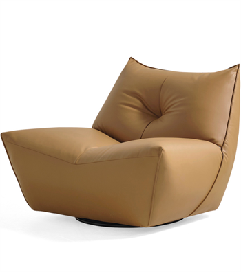 Java Comfort Swivel Armchair with Metal Legs Brown Leather