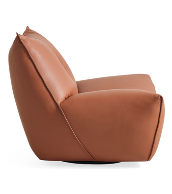 Java Comfort Swivel Armchair Metal Legs Leather Terracotta