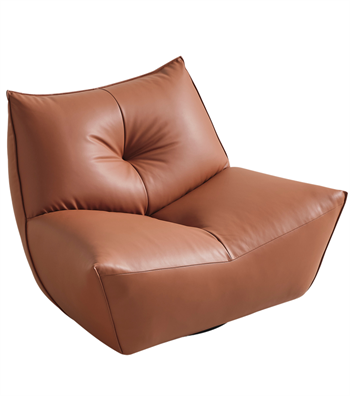 Java Comfort Swivel Armchair Metal Legs Leather Terracotta