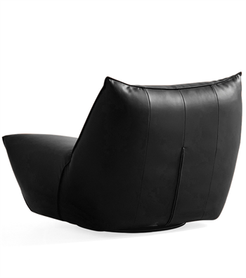 Java Comfort Swivel Armchair with Metal Legs Black Leather