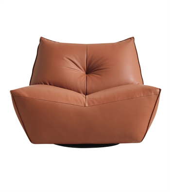 Java Comfort Swivel Armchair Metal Legs Leather Terracotta