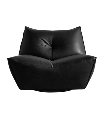 Java Comfort Swivel Armchair with Metal Legs Black Leather