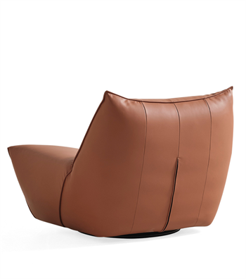 Java Comfort Swivel Armchair Metal Legs Leather Terracotta