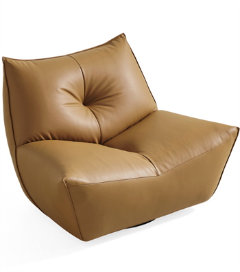 Java Comfort Swivel Armchair with Metal Legs Brown Leather