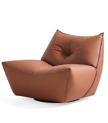 Java Comfort Swivel Armchair Metal Legs Leather Terracotta
