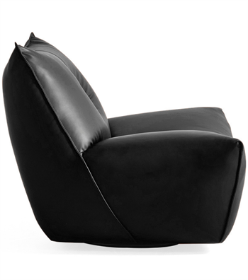 Java Comfort Swivel Armchair with Metal Legs Black Leather