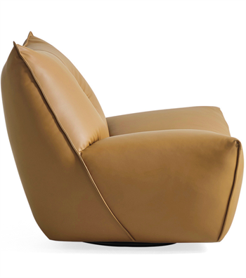 Java Comfort Swivel Armchair with Metal Legs Brown Leather