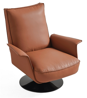 Karfas Swivel Armchair with Metal Legs Terracotta Leather