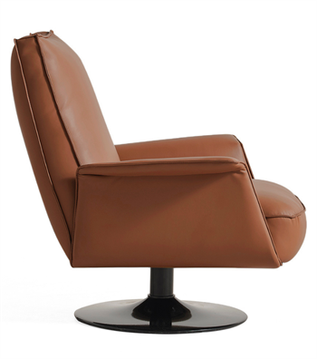 Karfas Swivel Armchair with Metal Legs Terracotta Leather
