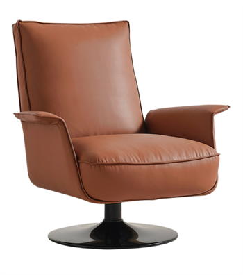 Karfas Swivel Armchair with Metal Legs Terracotta Leather