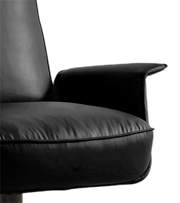Karfas Swivel Armchair with Metal Legs Black Leather