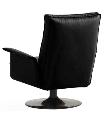 Karfas Swivel Armchair with Metal Legs Black Leather