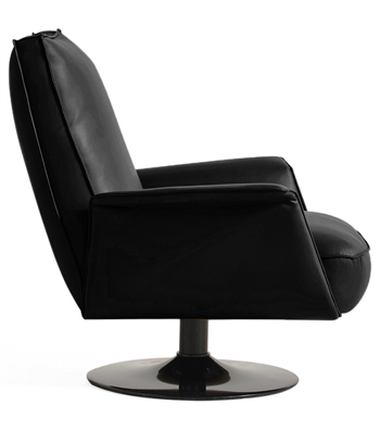 Karfas Swivel Armchair with Metal Legs Black Leather