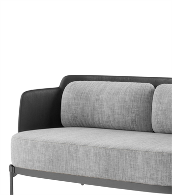 Karum Leather Detail Metal Leg Sofa Gray
