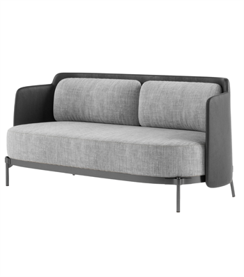 Karum Leather Detail Metal Leg Sofa Gray