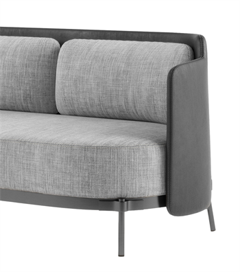 Karum Leather Detail Metal Leg Sofa Gray