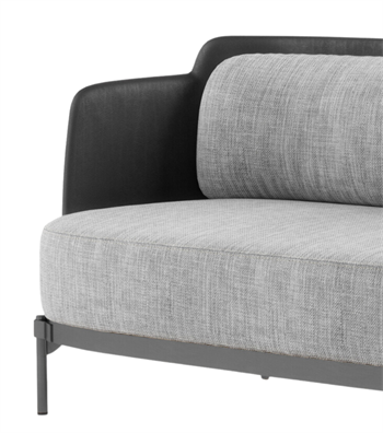 Karum Leather Detail Metal Leg Sofa Gray