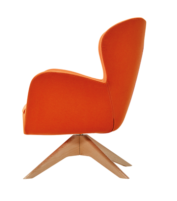 Kazu Döner Ahşap Ayak Berjer Kaşe Turuncu