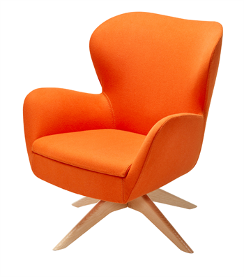 Kazu Döner Ahşap Ayak Berjer Kaşe Turuncu