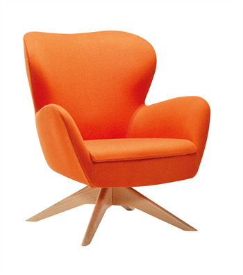 Kazu Döner Ahşap Ayak Berjer Kaşe Turuncu