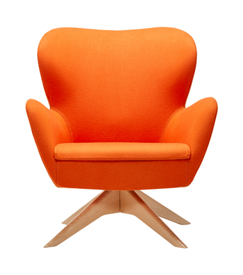 Kazu Döner Ahşap Ayak Berjer Kaşe Turuncu