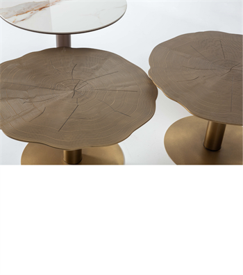 Killian Ahşap Üçlü Orta Sehpa Takımı Brass