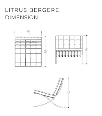 Litrus Krom Ayak Deri Berjer Lacivert