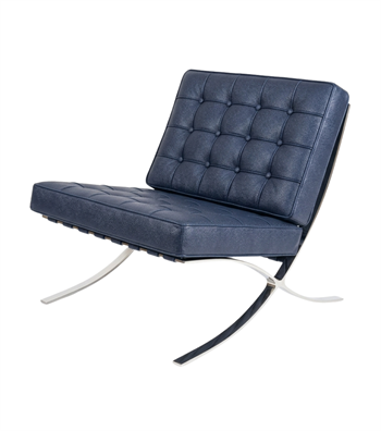 Litrus Krom Ayak Deri Berjer Lacivert