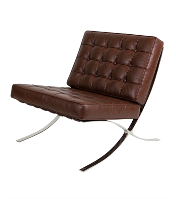 Litrus Krom Ayak Deri Berjer Puf Takım Kahverengi