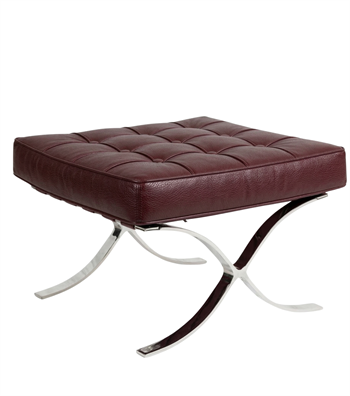 Litrus Krom Ayak Deri Berjer Puf Takım Bordo