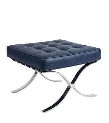 Litrus Krom Ayak Deri Berjer Puf Takım Lacivert