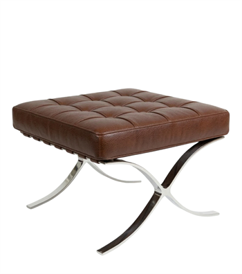 Litrus Krom Ayak Deri Berjer Puf Takım Kahverengi