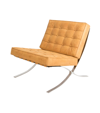 Litrus Krom Ayak Deri Berjer Puf Takım Sarı