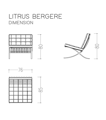 Litrus Krom Ayak Deri Berjer Puf Takım Bordo