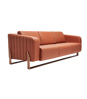 Mizu Metal Detail Leather Triple Sofa