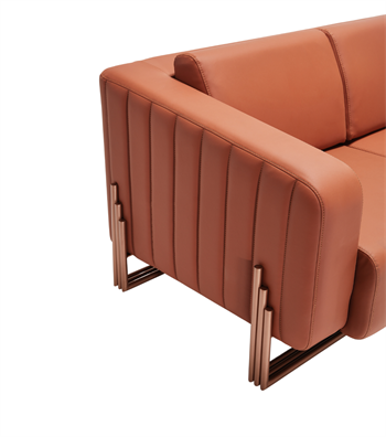 Mizu Metal Detail Leather Triple Sofa