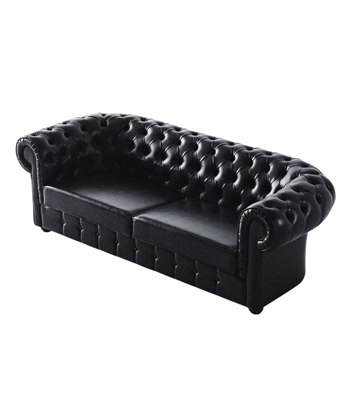 Mozart Chester Leather Sofa Black
