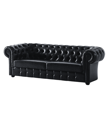 Mozart Chester Leather Sofa Black