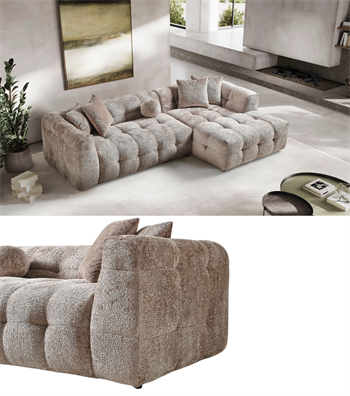 Nammos Comfort Corner Sofa Set Pet Friendly Teddy Fabric, Tiffany 05