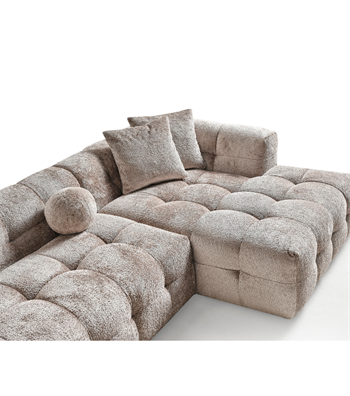 Nammos Comfort Corner Sofa Set Pet Friendly Teddy Fabric, Tiffany 05