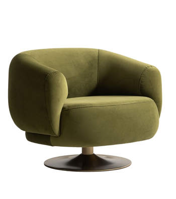 Paraggi Swivel Leg Armchair Velvet Green