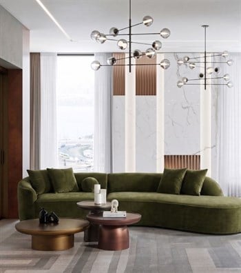 Petit Corner Köşe Koltuk Kadife Yeşil