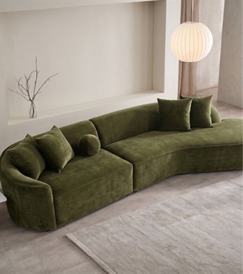 Petit Corner Köşe Koltuk Kadife Yeşil