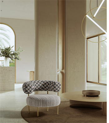 Pietro Armchair Green with Antique Brass Finish Metal Legs