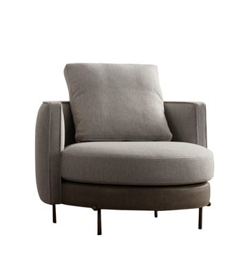 Positano Leather Detail Metal Leg Armchair Beige