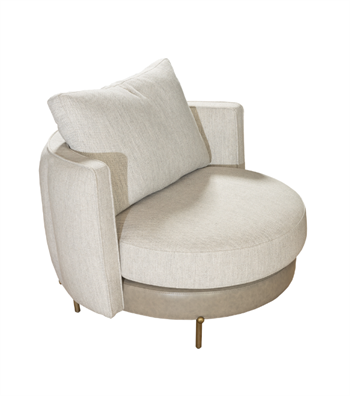 Positano Leather Detail Metal Leg Armchair Beige