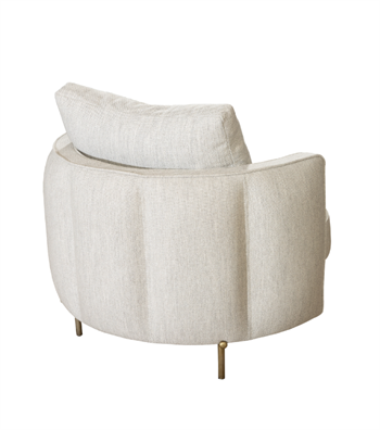 Positano Leather Detail Metal Leg Armchair Beige