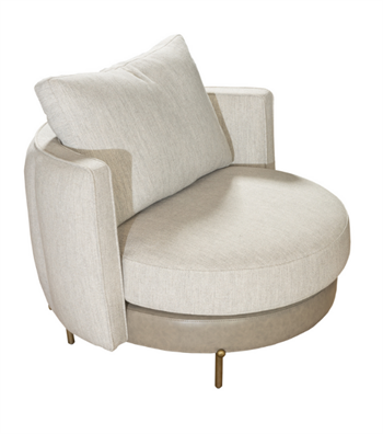 Positano Leather Detail Metal Leg Armchair Beige